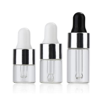China Transparent Rose Gold Glass Dropper Bottle 1ml 2ml 3ml 5ml Essential Oil Sample Trial for sale