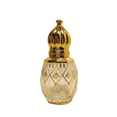 China 8ml Electroplating Carved Essential Oil Roller Bottle Perfume Packing Golden Crown Cover en venta