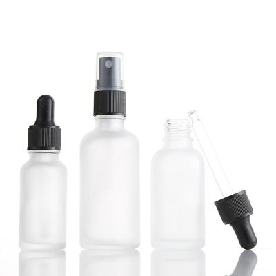 China Brown Dropper Essential Oil Bottle Transparent Frosted Glass Spray Portable Small Sample for sale