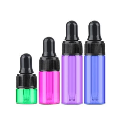 China 2ml 5ml Tither Color Glass Bottle Essential Oil Sample Bottle Of Travel Packing for sale