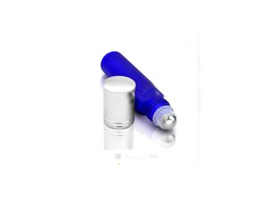 China Blue Color Small Glass Roll On Aromatherapy Bottles Round Shape Frosted Surface for sale