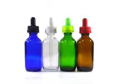 China Colorful Glass Dropper Bottles , 1 oz 2 oz 4 oz Boston Round Dropper Bottles for sale