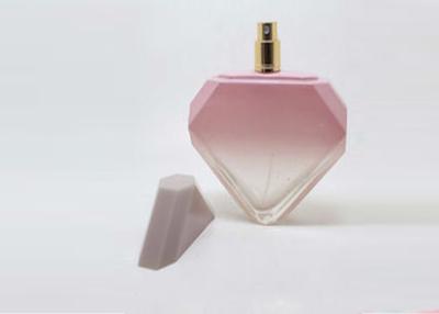 China Pink Square Glass Perfume Bottles 100ml With Full Around Printing Surface for sale
