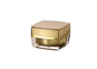 China Plastic Gold Cosmetic Cream Jar , 15g 30g 50g Acrylic Square Cream Jar for sale