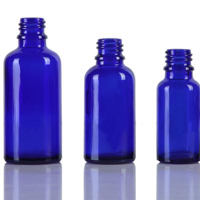 China 1 Inch 0.05mm Blue Glass Eye Dropper Bottles For Cosmetic Packaging for sale