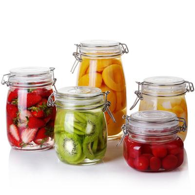 China 500ml Cylinder Odm Glass Storage Pot With Stainless Steel Buckle for sale