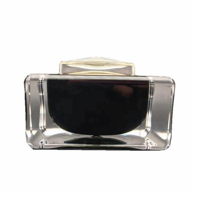 China 50ml 1oz Black Cosmetic Cream Jar Square Luxury Acrylic Material Portable for sale