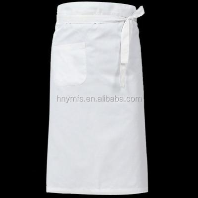 China Custom TC Polycotton Half Waist Apron  White And Black  With 2 Pockets for sale