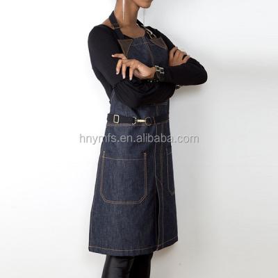 China Black 3 Pockets 100% Cotton Denim Chef Work Uniform With Ties For Commercial Restaurant for sale