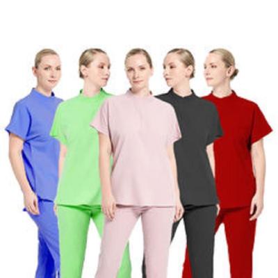 China Various Color Hospital Scrub Suit Custom Logo Women V Neck for sale