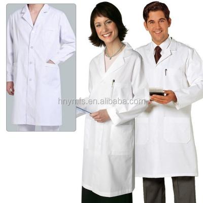 China Long Sleeve Officer Collar White Medical Doctor Hospital Dress Female Male for sale