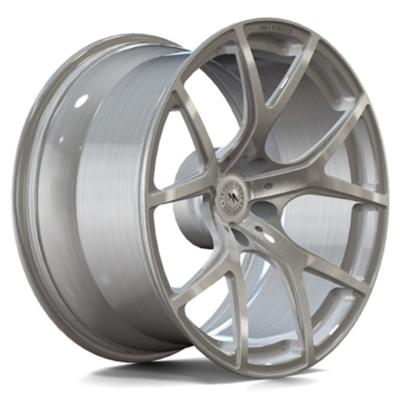 China Low Volume Brushed Silver Monoblock Deep Concave Forged Wheels 6061-T6 for sale