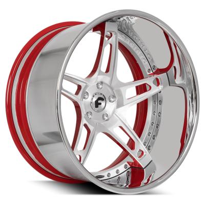 China Transparent Red 18 Inch Chrome Deep Dish Rims 2PC 3PC Options for sale