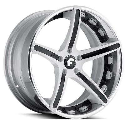 China 5 Lugs Gloss Black Rims With Chrome Lip 20 Inch Monoblock for sale