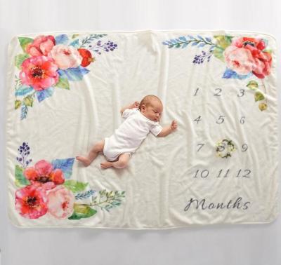 China Custom Design  Newborn Swaddle Blanket Baby Milestone Super Soft Flannel for sale