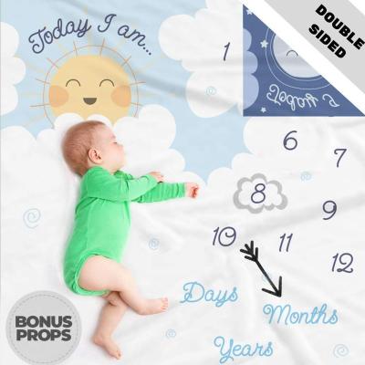 China Baby Milestone Blanket Boy -Baby Month Blanket for Boys - First Year Calendar Monthly Growth Chart - Baby Boy Shower Gif for sale