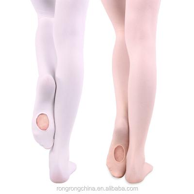 China Girls Breathable Cute Colorful Decorative Dance Pantyhose Children's Feet Dance Pink Tights With Hole en venta