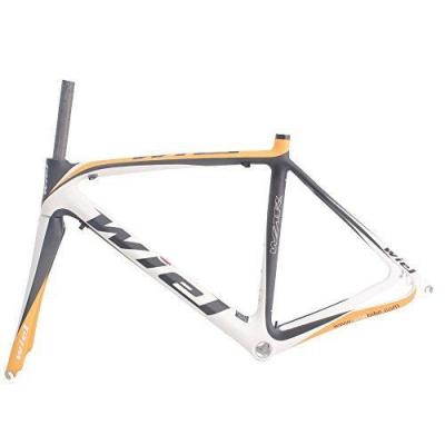 China Carbon Fiber Bicycle Frame 700c 52cm Road Bike Frameset-3k Matt Yellow White à venda