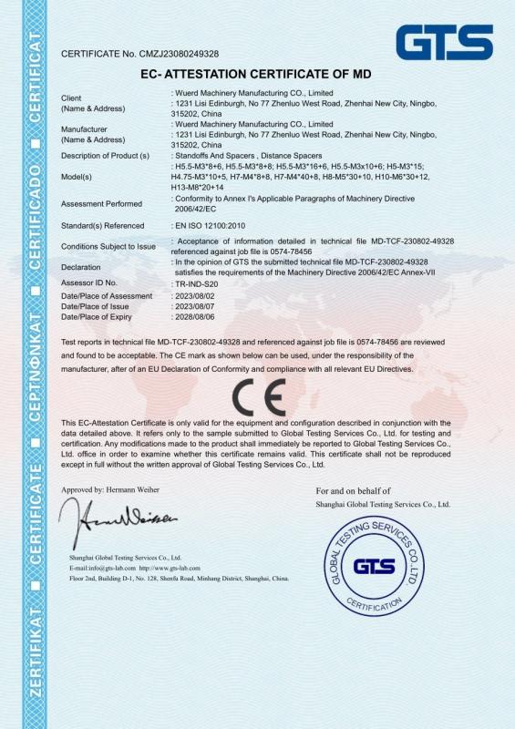 CE certificate - Wuerd Machinery Manufacturing CO.,LTD
