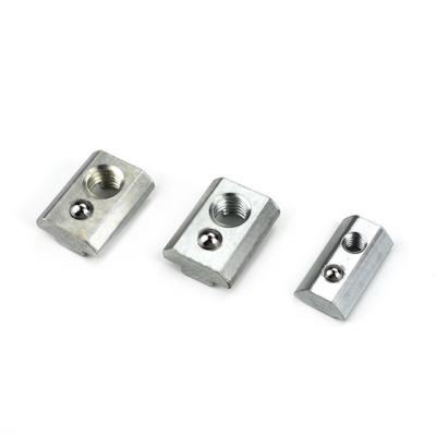 China Carton Steel T Slot Accessories Drop In T Nut With Ball Spring for sale