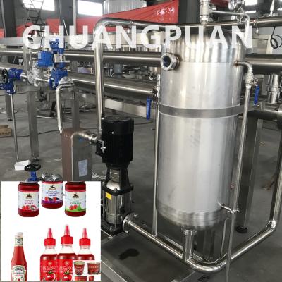 China Linha de produção automática de pasta de tomate controlada por PLC Esterilizador tubular aquecimento a vapor OEM disponível à venda