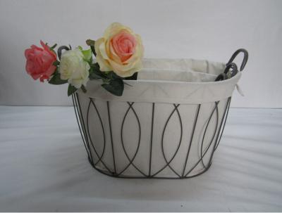 China set of 3 wire basket with fabric liner and metal handle for sale