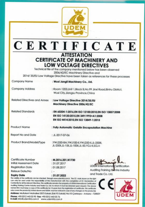 CE - Wuxi Jangli Machinery Co., Ltd.