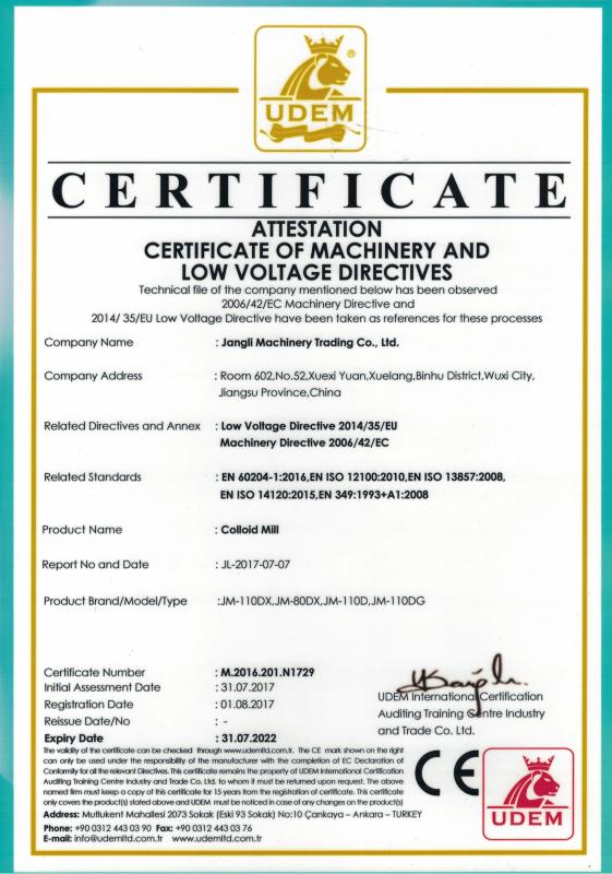 CE - Wuxi Jangli Machinery Co., Ltd.