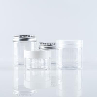 China 50g 50ml Clear Empty Round Plastic PET Cream Container Jar with plastic food wide mouth pet jar for sale