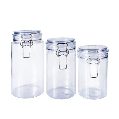 China Wholesale Food Storage Container Airtight Plastic Packaging 40ml 60ml 120ml 150ml Air Seal PET Jar With Lock for sale