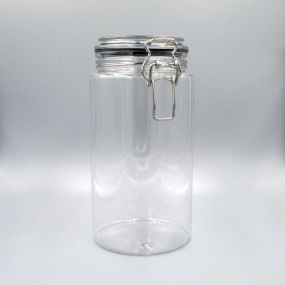Китай Food container 120ml 150ml 180ml 550ml 1000ml 1500ml clear PET plastic kilner spice jar with metal lock продается