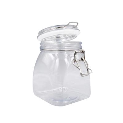 Chine 1000ml Empty PET Food Storage Jar Metal Clip Top Airtight Jar with Silicon rubber seal à vendre