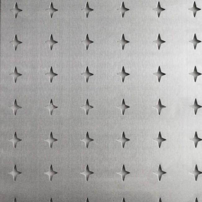 Close-up view of decorative perforated metal sheet