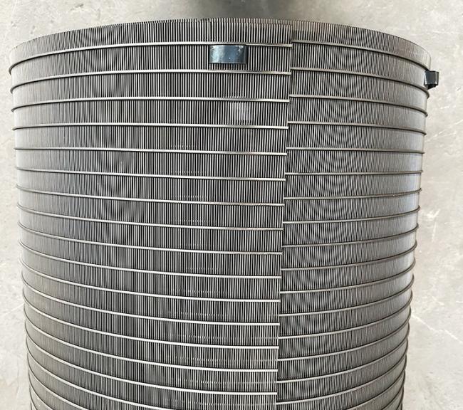 Johnson type wedge wire screen panel in industrial setting