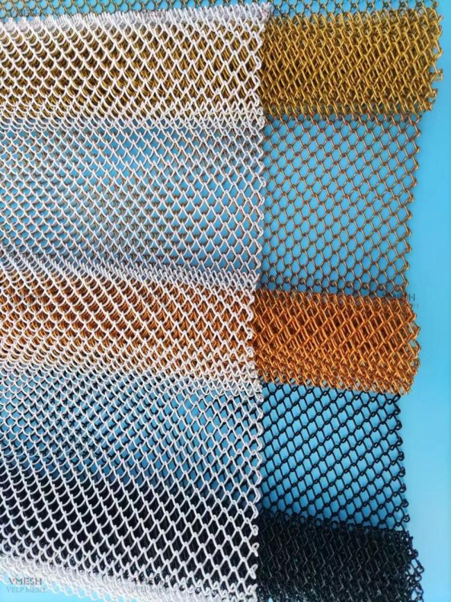 Close-up of metal mesh curtain texture