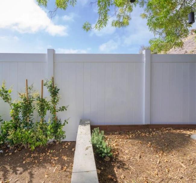 Close-up view of PVC fence texture and construction