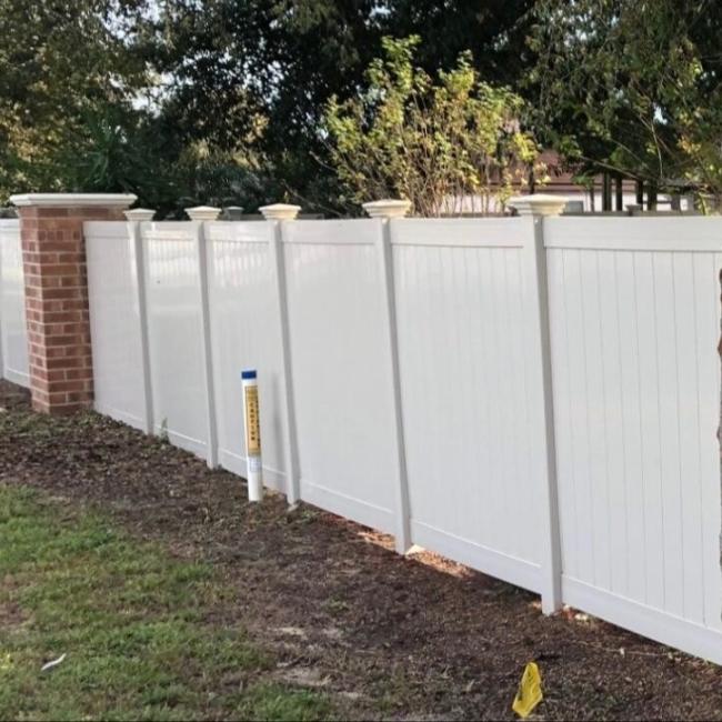PVC privacy fence panel installation example
