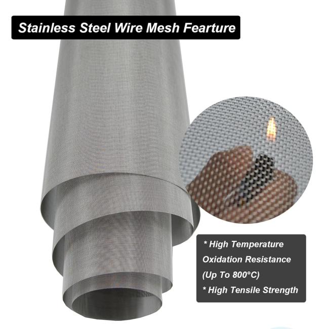 Various stainless steel mesh samples displayed for comparison