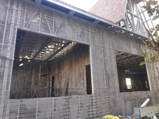 Close-up of Hy-Rib formwork mesh structure