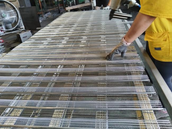 Stacked galvanized rib lath formwork mesh panels ready for shipment