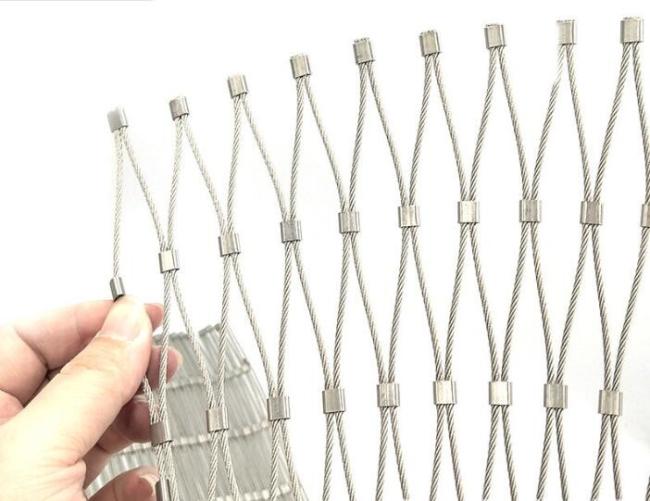 Detailed view of mesh knotting technique