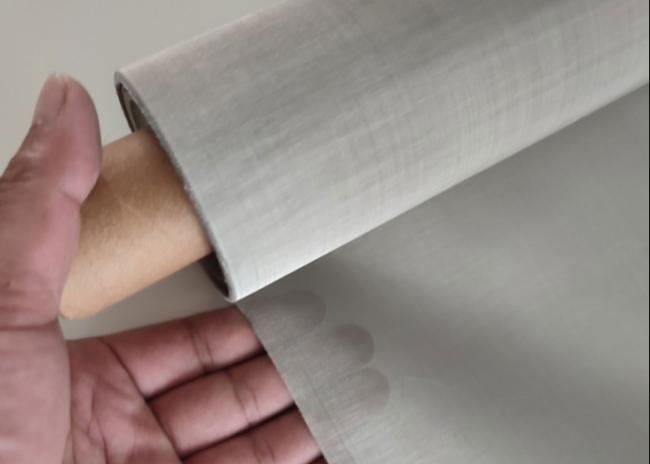 Detailed view of fine stainless steel mesh with high mesh count