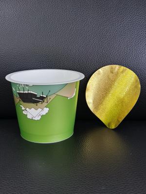 China 150ml plastic yogurt IML print with aluminum foil lid and plastic lid for sale