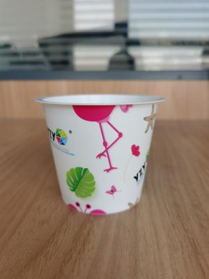 China 150ml plastic IIML yogurt cup with foil lid and plastic lid for sale