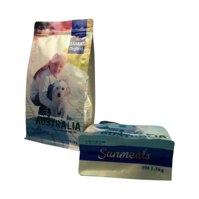 China Colorful Moisture-Proof Zipper Lock Aluminum Heat Sealed Flat Bottom Packaging Bag For Cat Dog Pet Food Snack treat Te koop