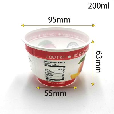China 95mm top size198g yogurt Plastic packaging cup customised logo for sale