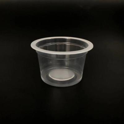 중국 PP 독특한 모양 투명한 둥근 플라스틱 용기 플라스틱 컵 100ml 식사 묵 판매용