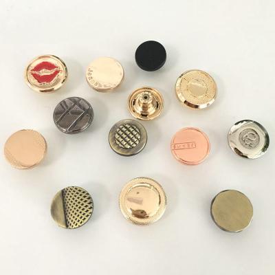 China 17MM 18MM 20MM high quality gold zamac jeans button with engraved custom brand logo wholesale for sale