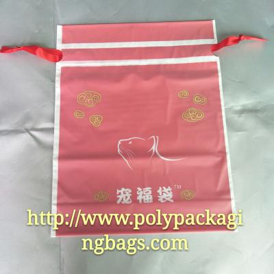 China Moisture Proof Red Frosted Printed Drawstring Bags Fit Christmas Gift for sale