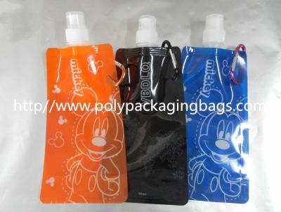 China Los bolsos de agua plásticos anaranjados/azules se levantan la bolsa con el empaquetado del canalón en venta
